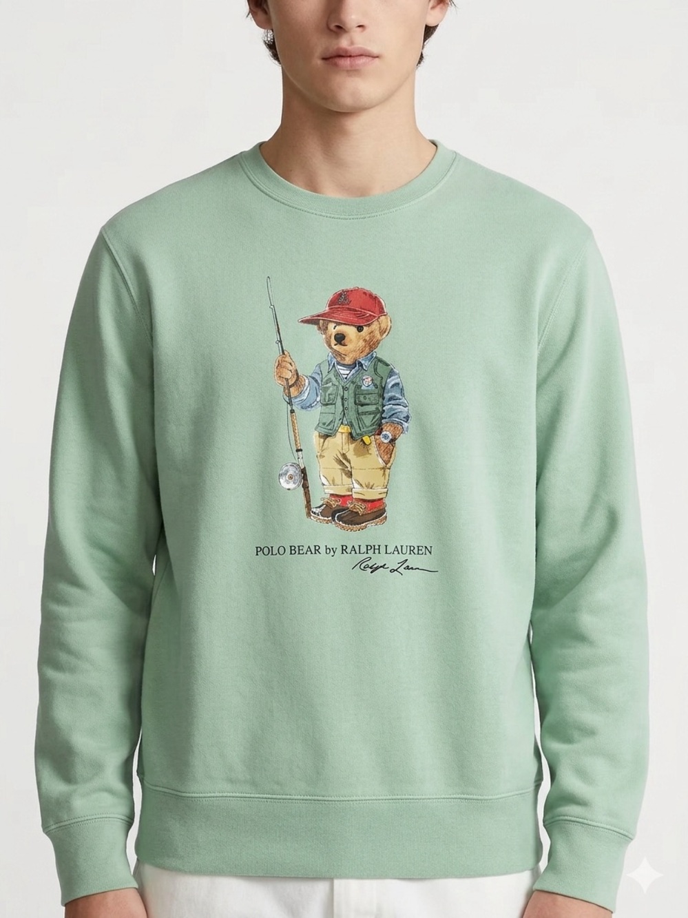 Polo Ralph Lauren Fishing Bear Sweatshirt Faded Mint Sporty Prep Coastal